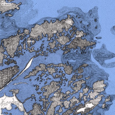 Les abords de Bréhat, v2 bleu, 50*65 cm