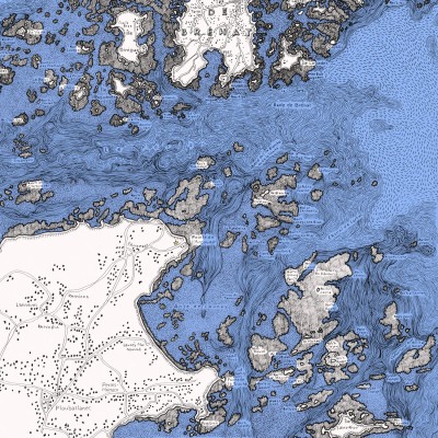 Les abords de Bréhat, v2 bleu, 50*65 cm