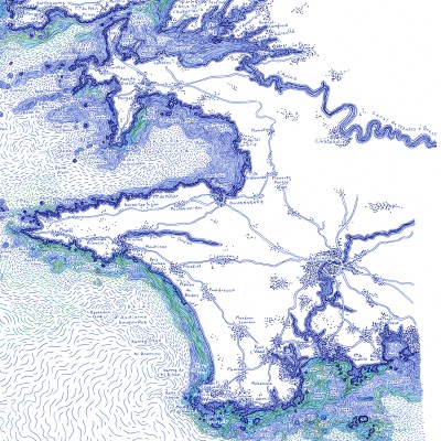 Le Finistère, en monochrome, 50*70 cm