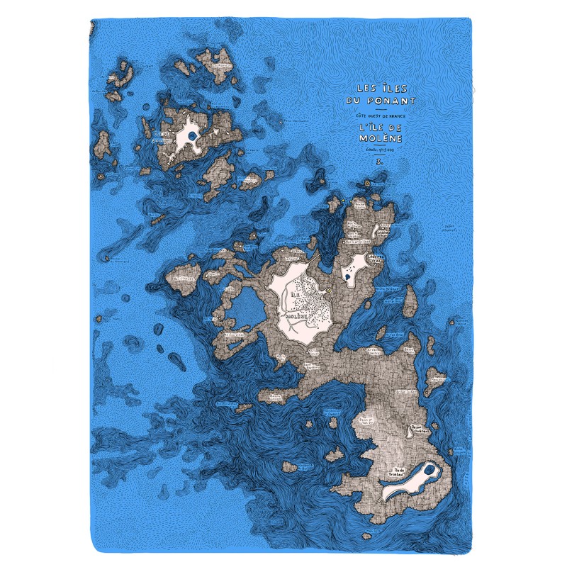 L'archipel de Molène, v2 bleu clair, 50*65 cm